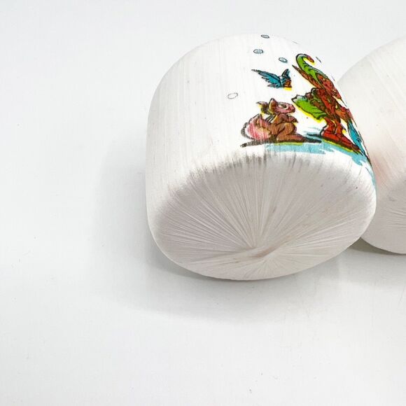 Pyramid Satin Sheen Christmas Ornaments Elf Print White Set of 4 2" Vintage - Picture 9 of 11